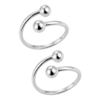 Top open ball silver toe ring for women