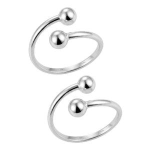 Top open ball silver toe ring for women