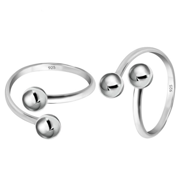 Top open ball silver toe ring for women