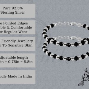 Pure silver nazariya for baby in black beads for kids