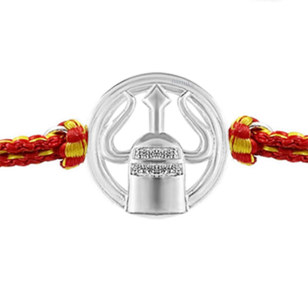 shivling and trishul silver rakhi for brother in thread