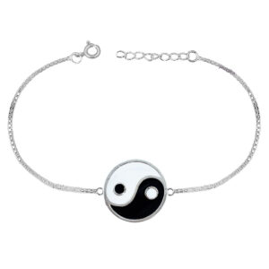 Pure silver yin yang black & white symbol rakhi bracelet for brother for rakshabandhan