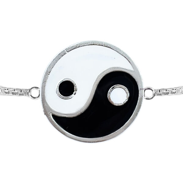 Pure silver yin yang black & white symbol rakhi for brother for rakshabandhan