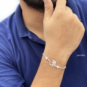 Om symbol pure silver rakhi bracelet for brother for rakshabandhan