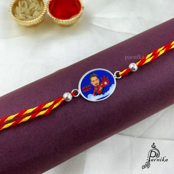 Pure silver iron man rakhi online for little brother or kids