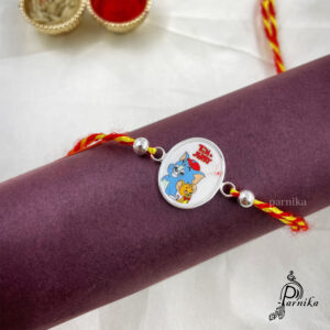92.5 pure Silver cartoon tom & jerry rakhi online for little brother or kids
