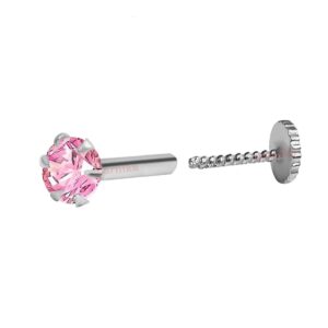 Mens white stud in pure silver