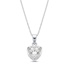 Heart shape white solitaire pendent in pure silver