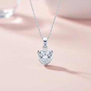 Heart shape white solitaire pendent in pure silver
