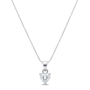 Heart shape white solitaire pendent in pure silver