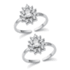 Toe ring in floral pattern with cz in pure silver