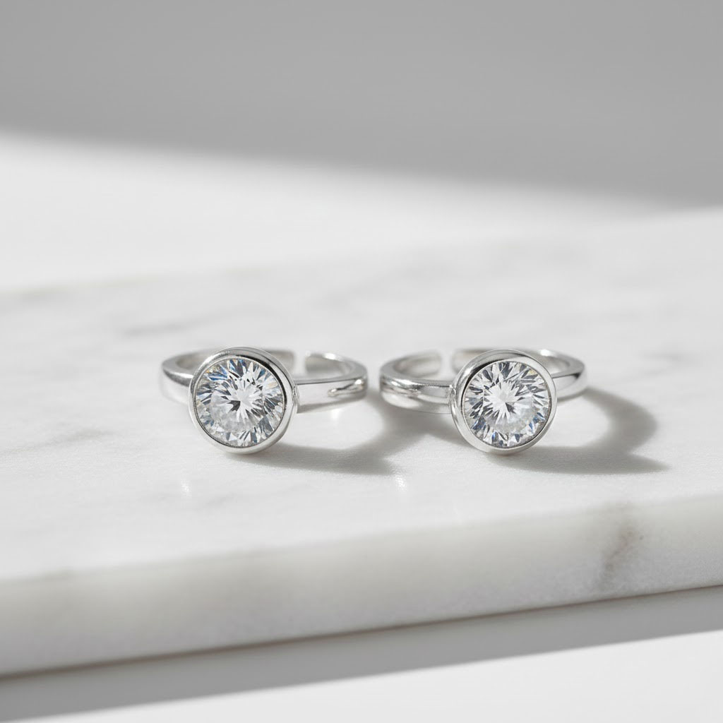 MJTR0239 Solitaire round toe rings