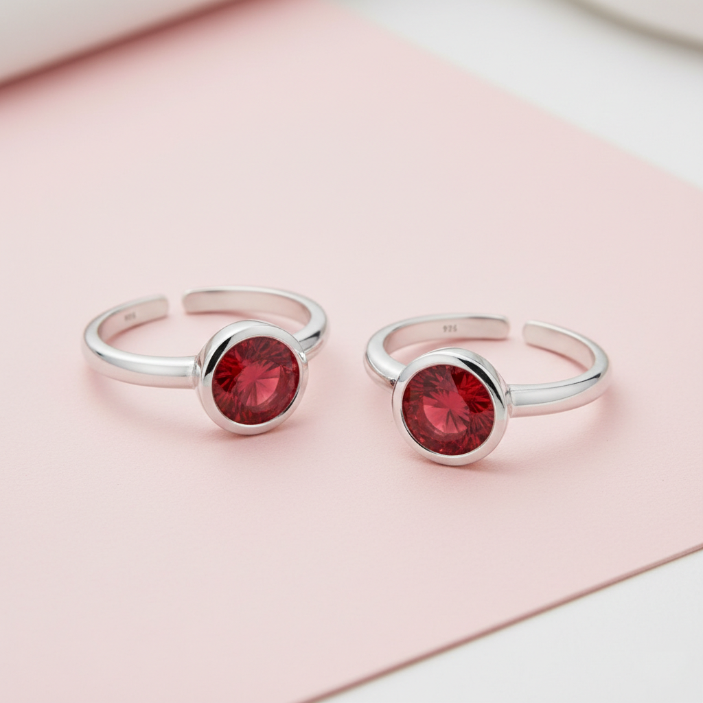 MJTR0278 2 Solitaire round toe rings