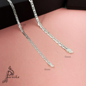 4mm & 6mm Pure sterling silver flat link chain for men & women for daily use