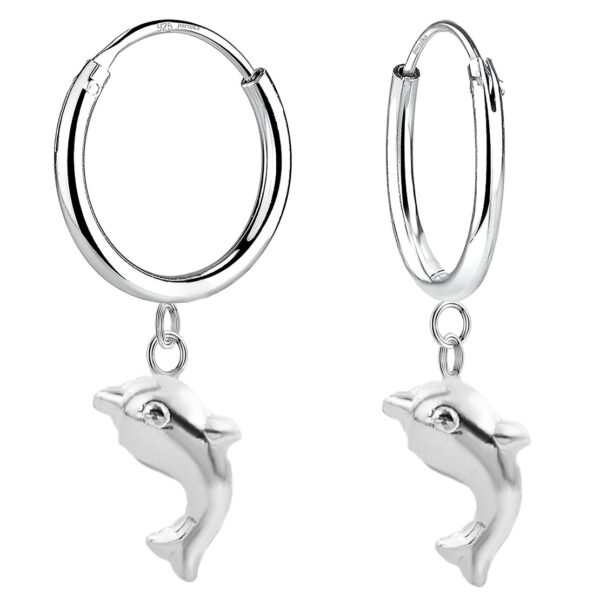 Dolphin Charm Hoop Earrings