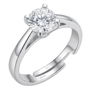 Solitaire CZ Adjustable Finger Ring