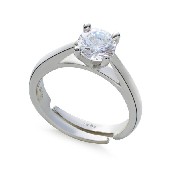 Solitaire CZ Adjustable Finger Ring