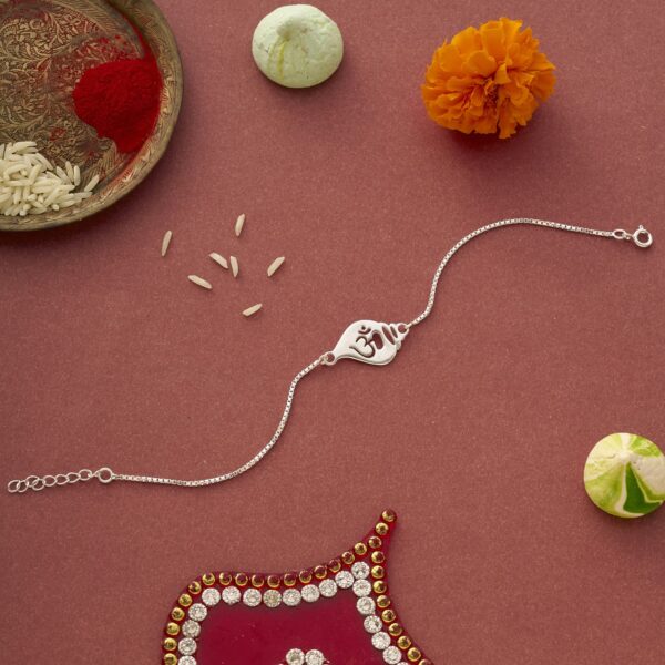 Om on the Shankh Rakhi Bracelet