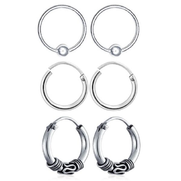 Combo of Classic Tribal Ball Hoop Earrings