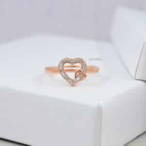 Double Heart Adjustable Silver Ring