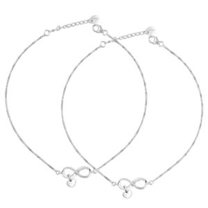 Heart Charm Infinity Anklets