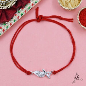 Flute with Mor Pankh Rakhi in Cotton Thread