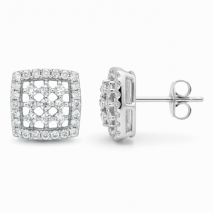 Square CZ Cluster Earrings