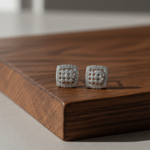 Square CZ Cluster Earrings