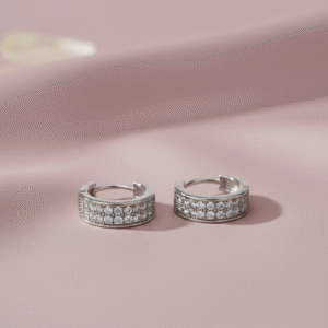Double Layer CZ Huggie Hoops