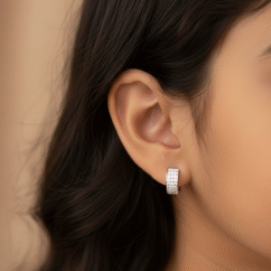 Triple Layer CZ Huggie Hoops