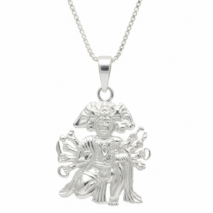 Five-faced Hanuman pendant necklace with intricate design and detailed facial features