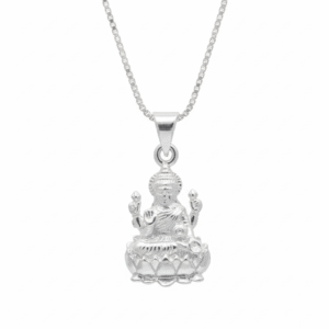 Lakshmi Goddess Lotus Pendant - Sterling Silver Deity Design