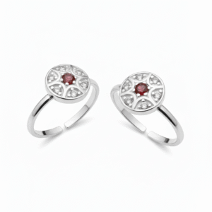 Red CZ Round Toe Rings