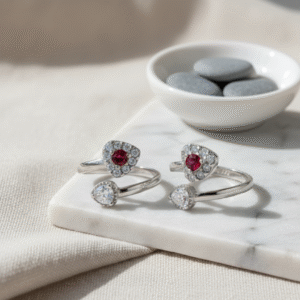 CZ Heart Top Open Toe Rings