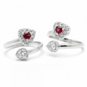 CZ Heart Top Open Toe Rings