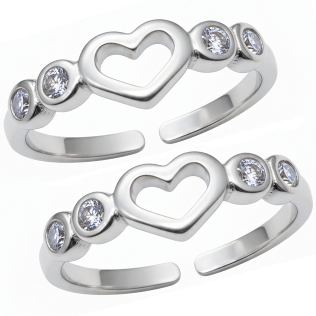 Heart CZ Toe Rings