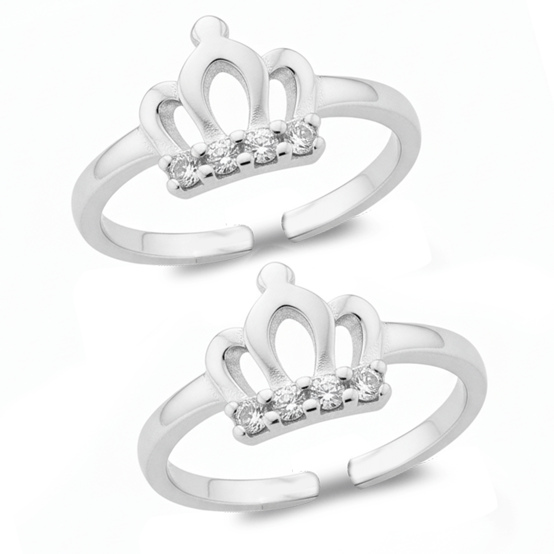 CZ Crown Toe Rings