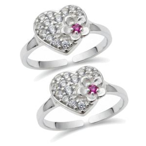 Flower in Heart CZ Toe Rings
