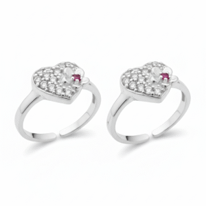 Flower in Heart CZ Toe Rings