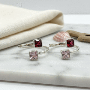 Twin CZ Top Open Toe Rings