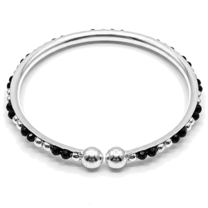 Nazariya baby bangle with evil eye protection beads - black and silver bead design for kids