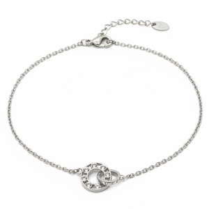 Circular charm bracelet with crystal accents on delicate chain