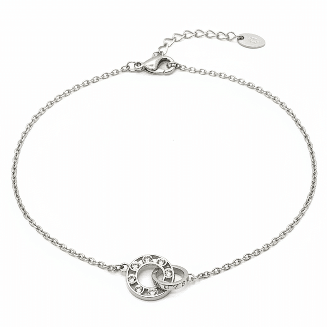 MJBR0060 1 Circular charm bracelet with crystal accents on delicate chain