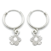 Shell fan charm hoops with ornate radiating design in polished finish