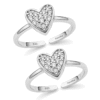 heart toe rings - cz studded adjustable toe rings