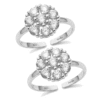 Floral CZ Cluster Adjustable Toe Rings