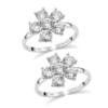 Floral CZ Toe Rings with Sparkling Cluster Design - Open Adjustable Style