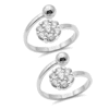 Floral Design CZ Cluster Toe Rings Adjustable Open Toe Ring