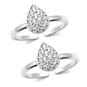 CZ Teardrop Toe Rings - Elegant cubic zirconia teardrop design with adjustable fit