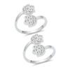 Twin Lotus Petal Adjustable CZ Toe Rings with sparkling cubic zirconia stones